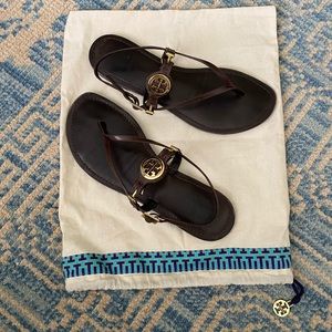 Tory Burch Brown Leather Strappy Sandals